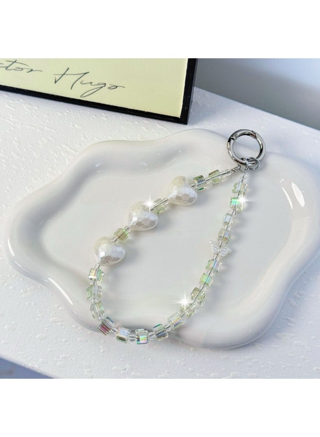 NIBEMINENT Phone Charm/ Chain Strap for Women Girls, Crystal Beaded Necklace Cell Phone Case Lanyard Wrist Strap - Image 1