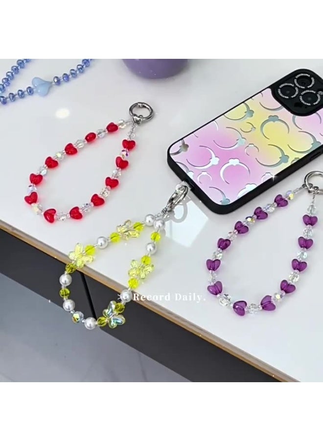 NIBEMINENT Phone Charm/ Chain Strap for Women Girls, Crystal Beaded Necklace Cell Phone Case Lanyard Wrist Strap - Image 2
