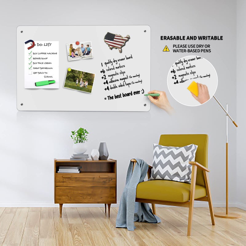 Bonnary Magnetic Board,17.1" x 11.8" Magnet Display,for Magnets and Bulletin Board,Suitable for Wall, Refrigerator, Compartment, Cabinet etc,Comes with Dual Lock Tape for Easy Hanging (White) - Image 4