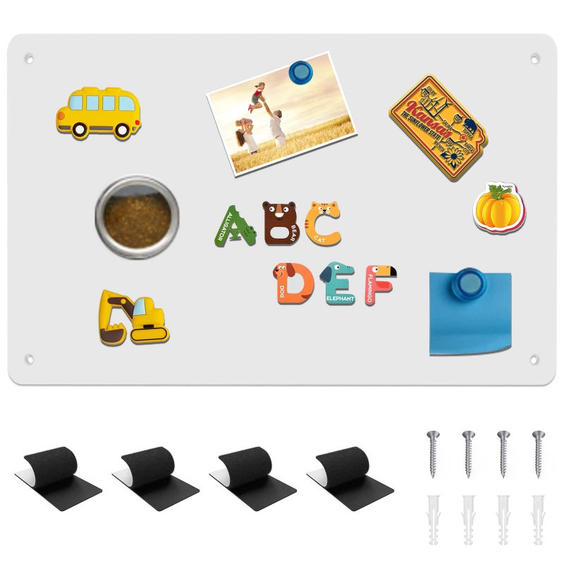 Bonnary Magnetic Board,17.1" x 11.8" Magnet Display,for Magnets and Bulletin Board,Suitable for Wall, Refrigerator, Compartment, Cabinet etc,Comes with Dual Lock Tape for Easy Hanging (White) - Image 1