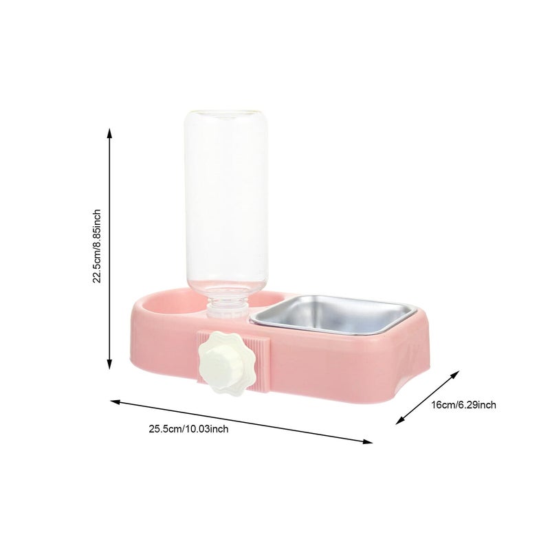 Detachable Pet Feeder with Dual Raised Bowls Anti Fall Hanging Cat Dog Bowl Set Pink - Image 3