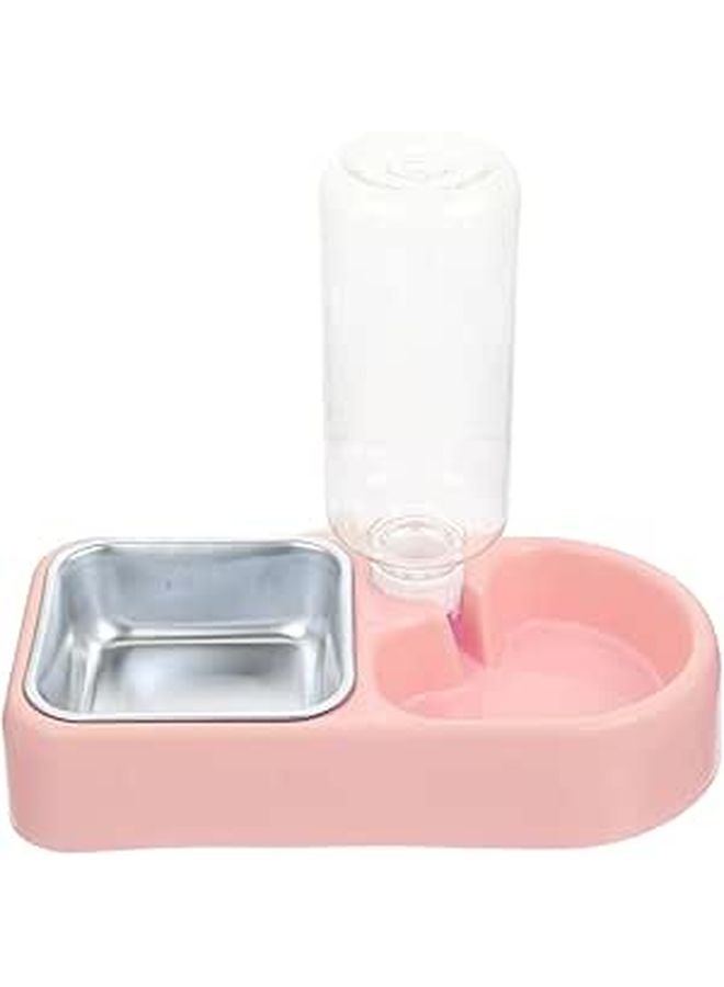 Detachable Pet Feeder with Dual Raised Bowls Anti Fall Hanging Cat Dog Bowl Set Pink - Image 1