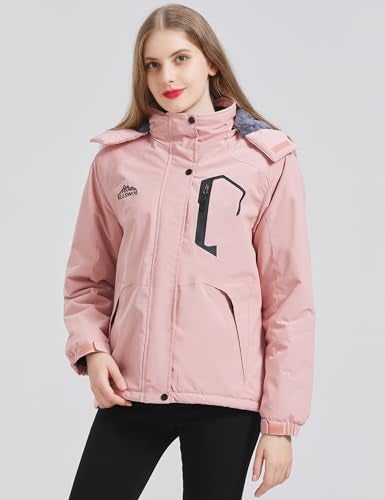 ELLSWOS Womens Winter Coats Waterproof Ski Jacket Warm Snow Jackets Windproof Windbreaker Hooded Raincoat - Image 3