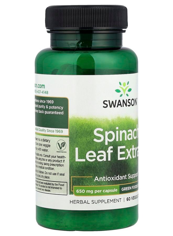 SWANSON Spinach Leaf Extract 650 mg 60 Veggie Capsules - Image 2
