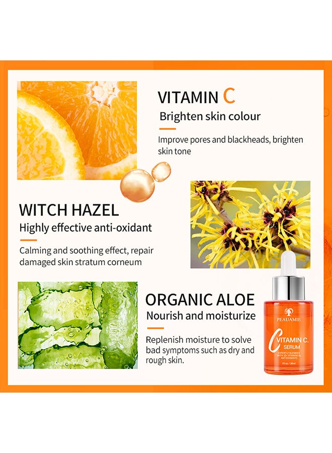 LIYALAN Vitamin C serum brighten face lighten dullness witch hazel delicate pores VC serum - Image 4