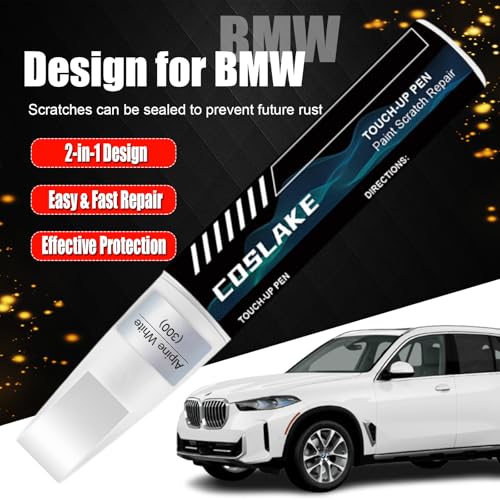 COSLAKE Car Touch Up Paint(Alpine White(300)) for BMW, Car Paint Scratch Repair Kit, Quick & Easy Solution to Repair, 2 in 1 Scratch Remover Pen with Color-Matched - Image 2