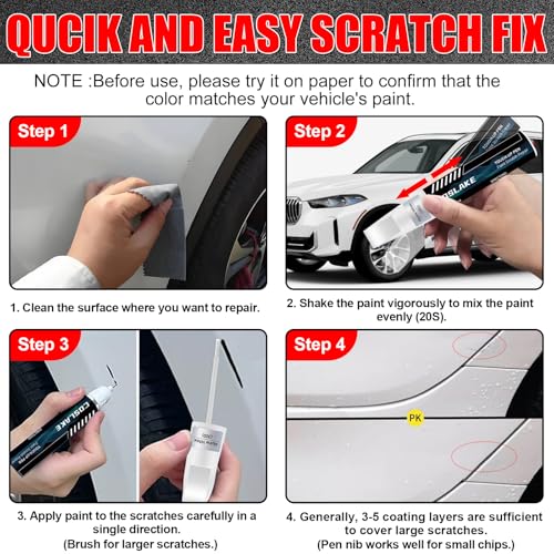 COSLAKE Car Touch Up Paint(Alpine White(300)) for BMW, Car Paint Scratch Repair Kit, Quick & Easy Solution to Repair, 2 in 1 Scratch Remover Pen with Color-Matched - Image 5