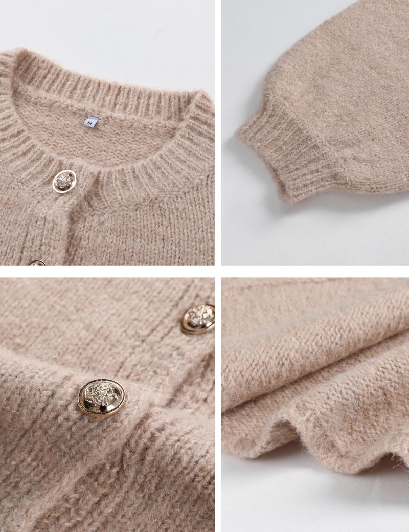 SeekMe Womens Cardigan Sweaters Casual Lightweight Long Sleeve Button Up Knit Oversized Fall Outwear (0006-Khaki-XS) - Image 5