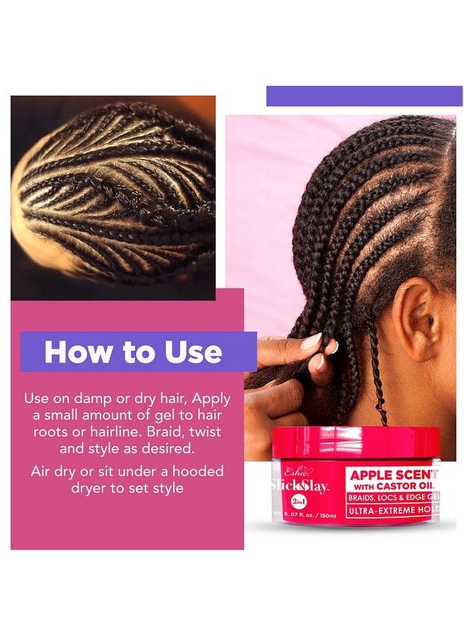ESHA - Slick N Slay Braiding Gel 3In1 Braid And Edge Gel Ultra Extreme Hold Gel For Hair Hydrating And Conditioning Shining Gel Fast Dry Locking Gel For Locs Twists Braids (Peach 17 Oz.) - Image 1