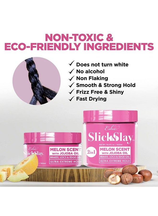 ESHA - Slick N Slay Braiding Gel 3In1 Braid And Edge Gel Ultra Extreme Hold Gel For Hair Hydrating And Conditioning Shining Gel Fast Dry Locking Gel For Locs Twists Braids (Peach 17 Oz.) - Image 1