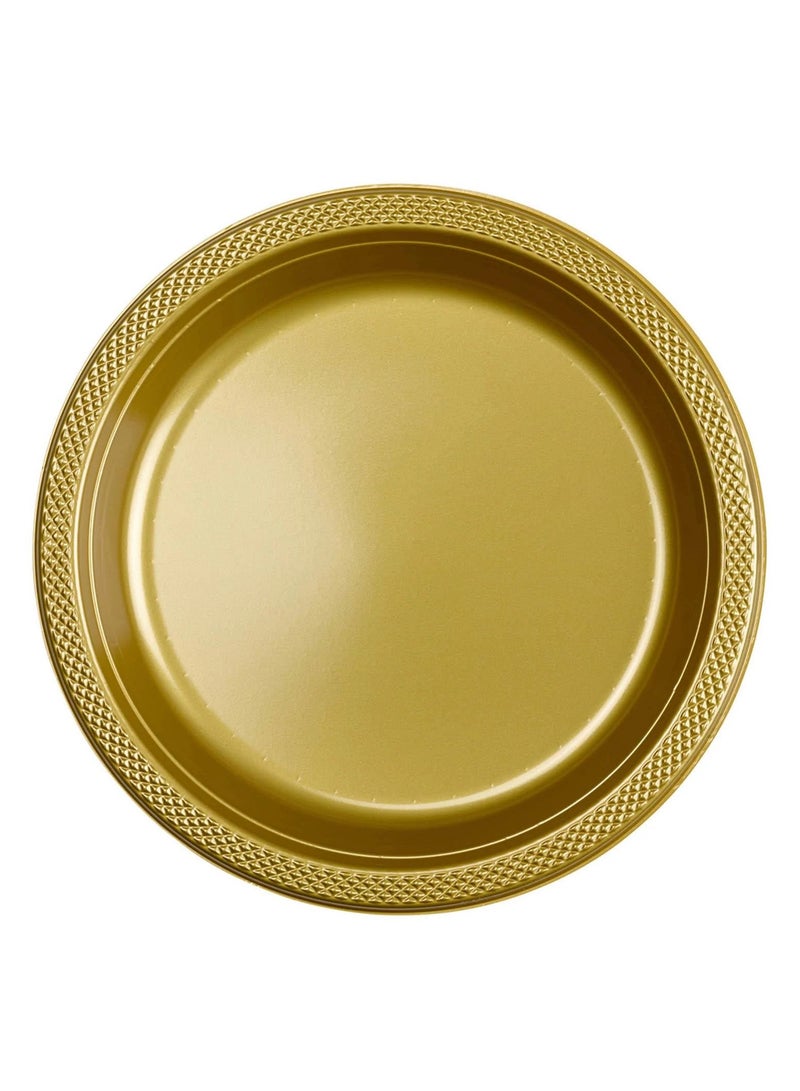 Amscan Arrange Your Table with Unbreakable 9-Inch Plastic Plates Pack of 20 - GOLD
