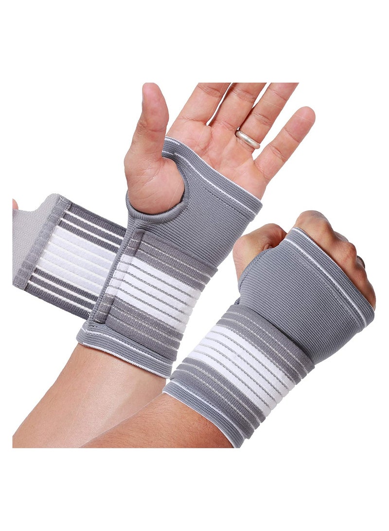 SOLARAE 1Pair Hand Palm Wrist Support Elastic Wrist Support with Strap Ideal for Sprains Injury or Sports Use with no Metal bar Support Without inhibiting Flexibility Size L - Image 1