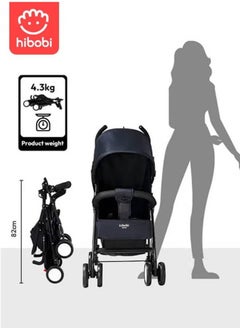 hibobi Lightweight Baby Stroller with Mosquito Net – Foldable and Travel-Friendly with High-Quality-Black  - Image 3