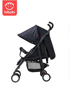 hibobi Lightweight Baby Stroller with Mosquito Net – Foldable and Travel-Friendly with High-Quality-Black  - Image 5