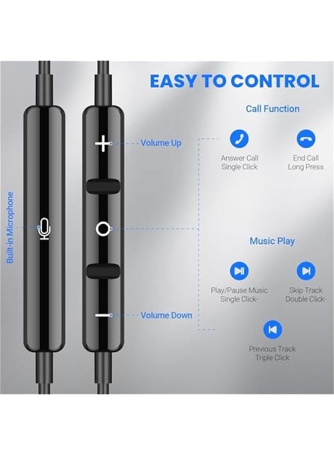 USB C Headphones, Wired Earbuds with Built-in Remote to Control Music, Phone Calls, and Volume, Ear Wired Earbuds, Magnetic USB-C Earbuds Cpatible with Samsung S22+ Ultra S23 - Image 2