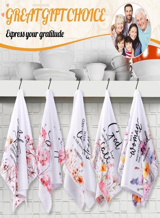 FuWeave 12 Pcs Father's Day Religious Christian Kitchen Dish Towel Christian Gifts for Women Men Bible Verse Dishcloth Absorbent Scripture Tea Towel for Housewarming(Watercolor,Wildflower) - Image 4