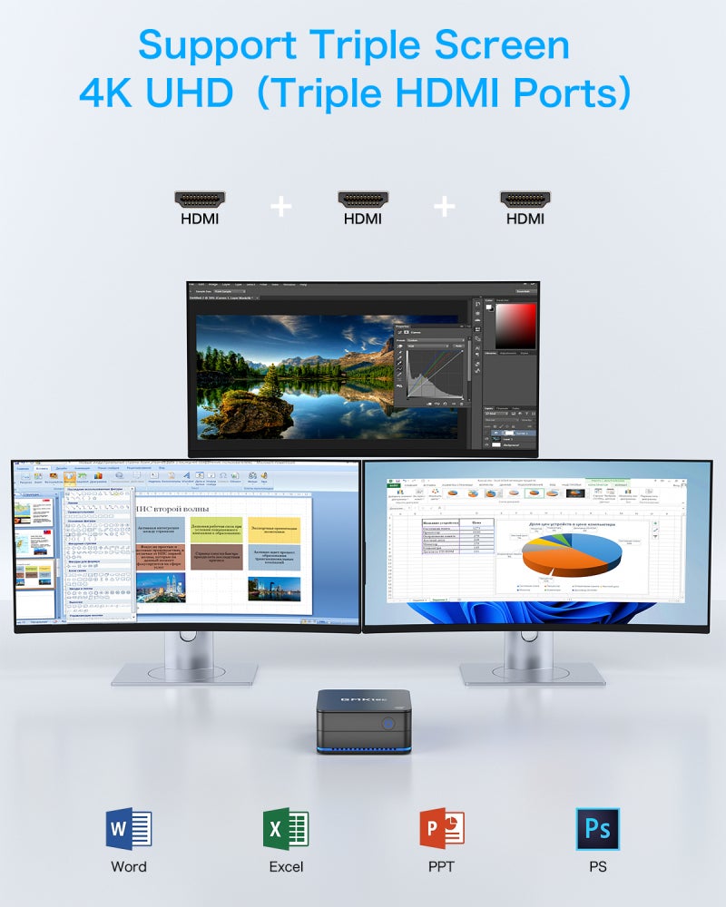 N5105 ميني هوست رباعي النواة ٨+٢٥٦ جيجابايت حجم صغير سهل الحمل - ٣ مخارج HDMI ٢ RJ45 كمبيوتر مكتبي ميني صناعي للاستخدام المتعدد - Image 5