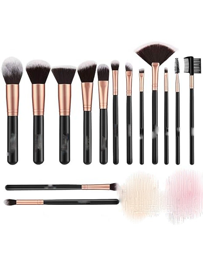 general Make-up Brushes Rose Gold 14 Piece Make-up Brush Set with Blender Sponge and Brush Cleaner Premium Synthetic Kabuki Foundation Powder Blush Eyeshadow - Image 1