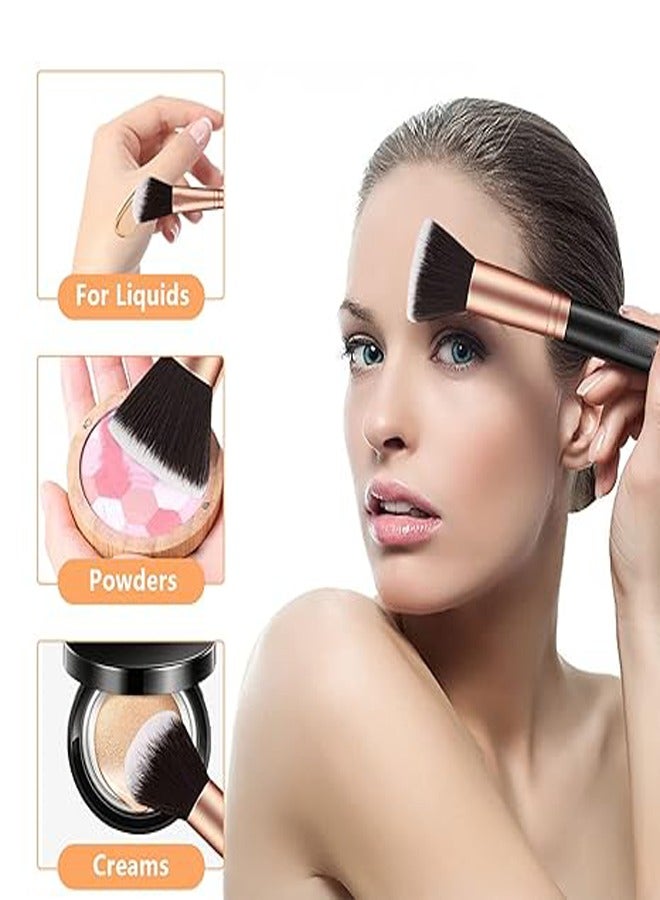 general Make-up Brushes Rose Gold 14 Piece Make-up Brush Set with Blender Sponge and Brush Cleaner Premium Synthetic Kabuki Foundation Powder Blush Eyeshadow - Image 4