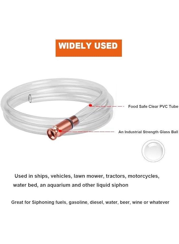 مضخة سيفونية يدوية متعددة الاستخدامات لانتقال الوقود والماء وأسلوب منقول للطاقة ختم برونزية مجموعة ماسح برونز بخوذة برونزية واحدة وشlangen 1.5 م و مطرقة مناسبة للماء والسوائل والغاز والصرف من الخزانات والمائية لنقل الوقود للسيارة والمستخدم المنزلي - Image 3