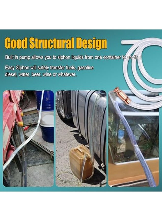 مضخة سيفونية يدوية متعددة الاستخدامات لانتقال الوقود والماء وأسلوب منقول للطاقة ختم برونزية مجموعة ماسح برونز بخوذة برونزية واحدة وشlangen 1.5 م و مطرقة مناسبة للماء والسوائل والغاز والصرف من الخزانات والمائية لنقل الوقود للسيارة والمستخدم المنزلي - Image 4