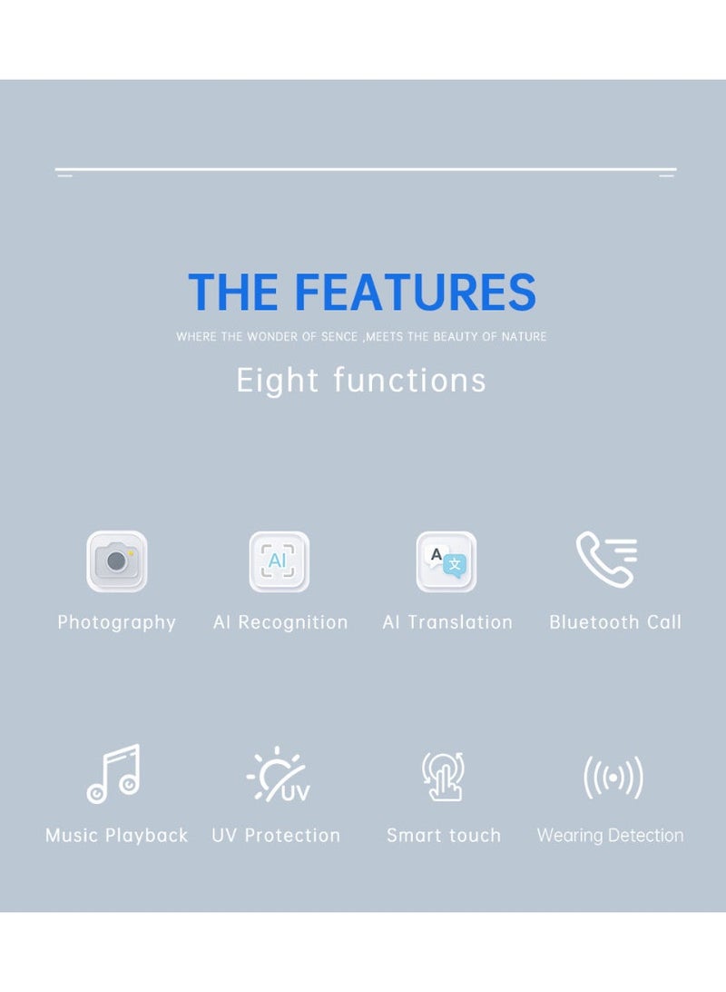 ZESITH White S2 AI Smart Glasses, AI Simultaneous Translation, AI Object Recognition, HD Video Record, Wireless Bluetooth Call - Image 2
