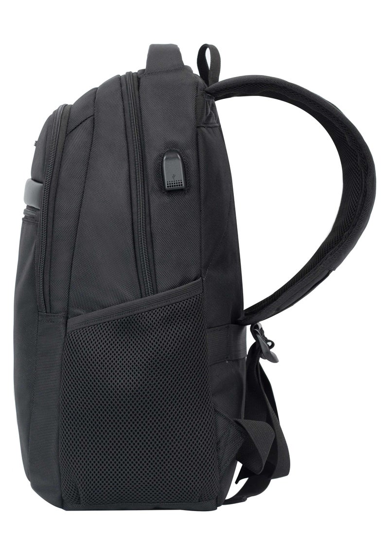 CABINPRO Premium Backpack Water Resistant Daypack with Built-in USB port for Men and Women on Casual Business School College Travel CP014 Black  - Image 4