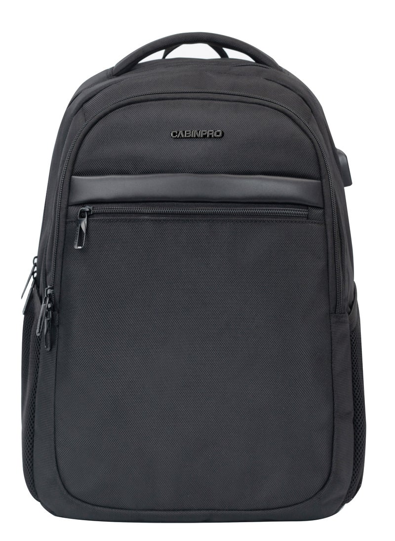 CABINPRO Premium Backpack Water Resistant Daypack with Built-in USB port for Men and Women on Casual Business School College Travel CP014 Black  - Image 2