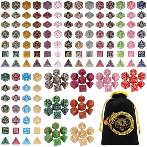 CiaraQ DND Dice Sets 26 X 7 Polyhedral Dice 182pcs with a Large Drawstring Bag for Dungeons and Dragons Role Playing Table Game Multiple Colors ChristmasHalloweenEasterHoliday Themed Dice - Image 1