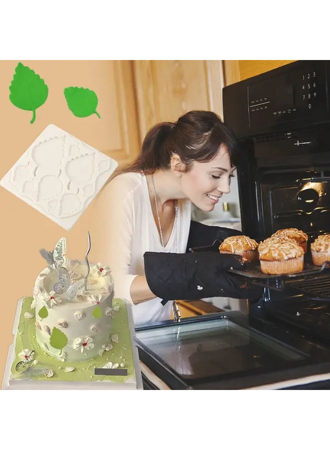 1pc Elegant Fern Leaf Silicone Mold Y 195 Non Stick Bpa Free Kitchen Baking Tool For Cake Candy Chocolate Soap Candle And Clay Reusable Multi Purpose Mold With Rounded Edges Smooth Surface Compatible With Fondant Gum Dough Plaster Ideal For Christmas Easter Thanksgiving Halloween Hanukkah Party Decorations Durable Easy To Clean Green And White Fern Leaf Design - Image 5