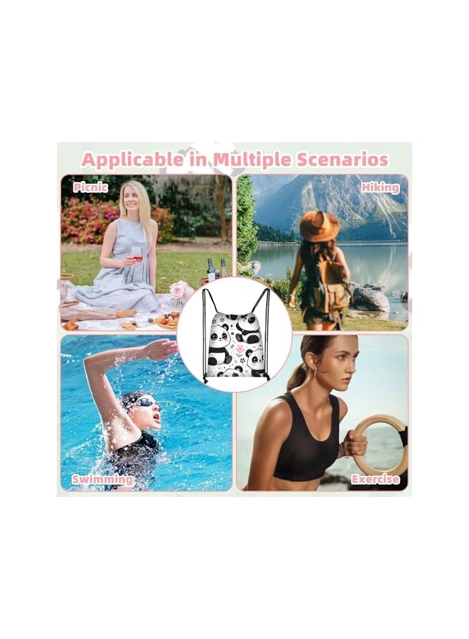 S-TOP Panda Drawstring Backpack, Waterproof Lightweight Cute Panda Pattern String Bag, Daily Use for Travel Swimming Sports, Ideal Birthday & Children's Day Gift - Image 3