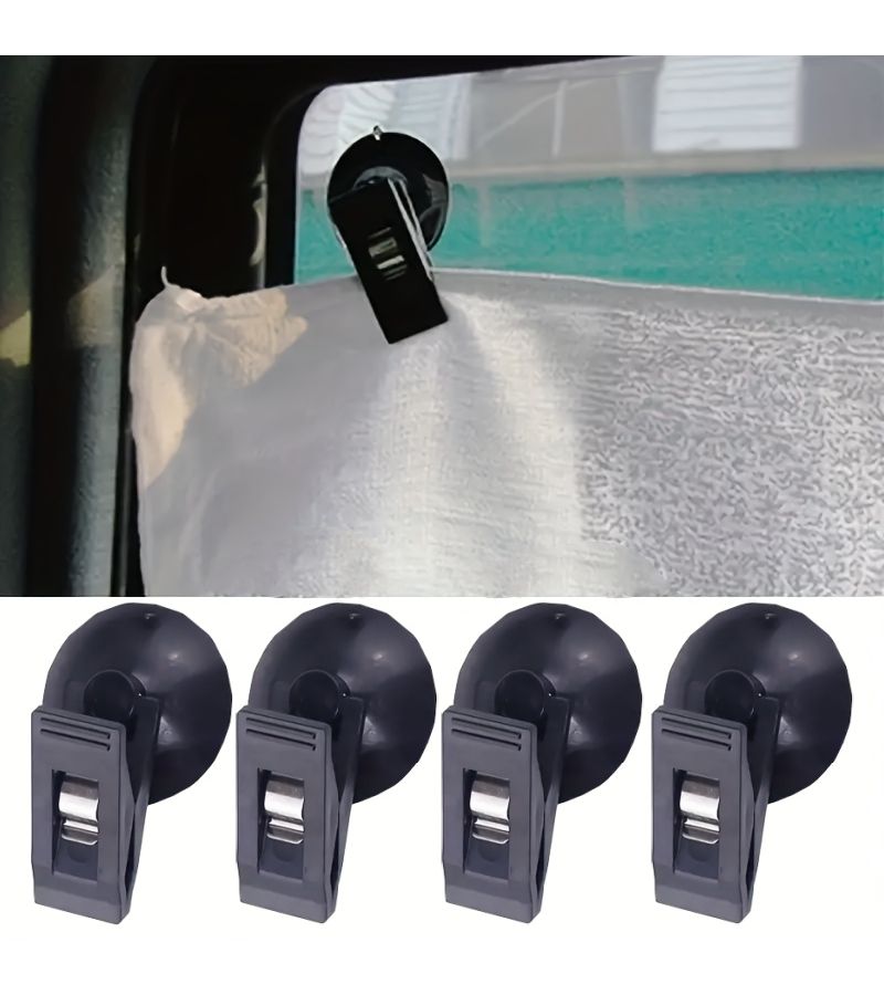 Black 3 Pack Suction Cup Car Window Holders for Sunshade Curtains - Image 1