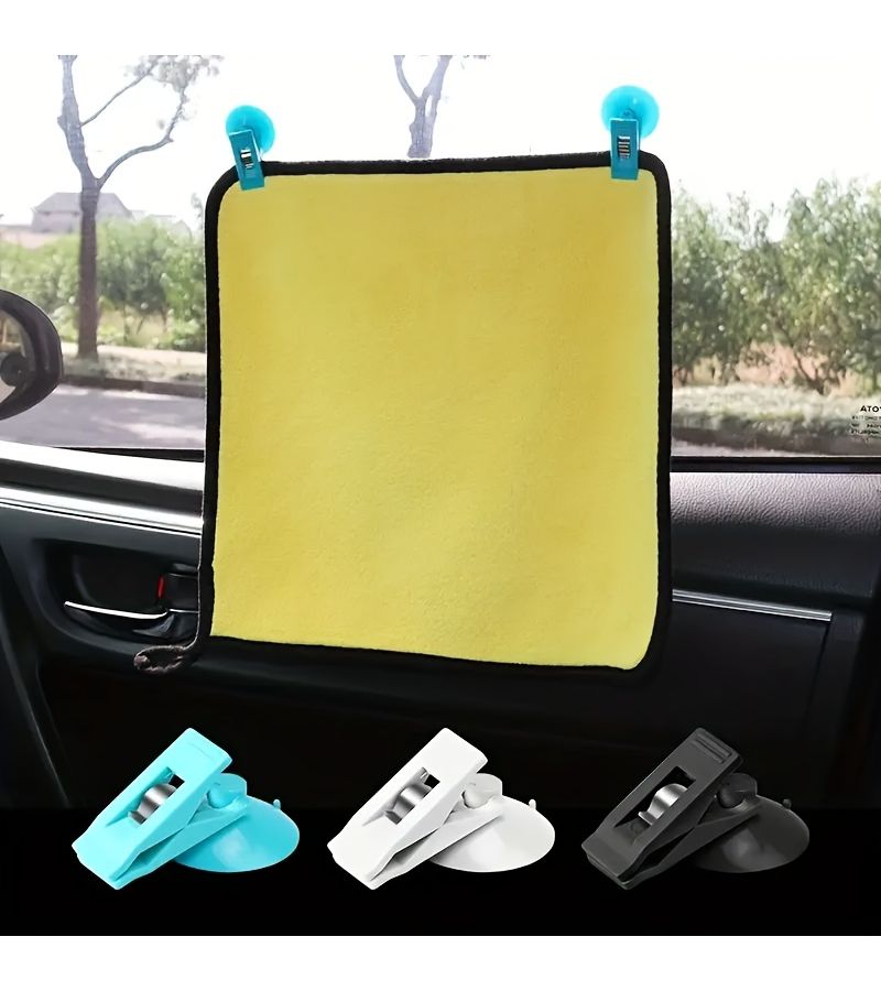 Black 3 Pack Suction Cup Car Window Holders for Sunshade Curtains - Image 3