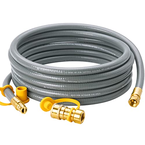 CALPOSE 15 Feet 3/8 inch ID Natural Gas Grill Hose with Quick Connect Fittings, Natural Gas Line for Grill, Pizza Oven, Heater and More Low Pressure Appliance - Image 1