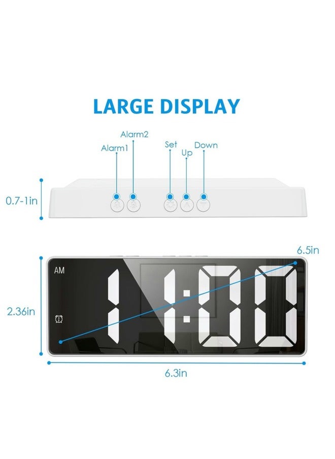 ShebSheb - Digital Alarm Clock with Temperature Display,Voice Control LED Clock（White） - Image 1