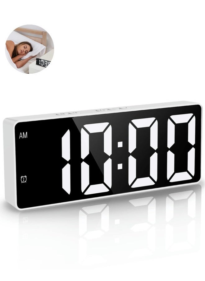 ShebSheb - Digital Alarm Clock with Temperature Display,Voice Control LED Clock（White） - Image 1