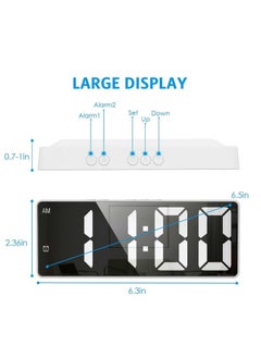 شيبشيب ساعة منبه رقمية مع عرض درجة الحرارة، ساعة LED بالتحكم الصوتي (أبيض)  - Image 5