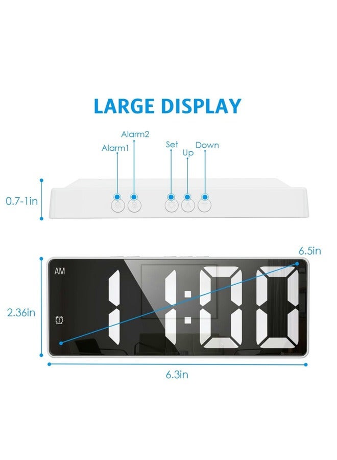 شيبشيب ساعة منبه رقمية مع عرض درجة الحرارة، ساعة LED بالتحكم الصوتي (أبيض)  - Image 5