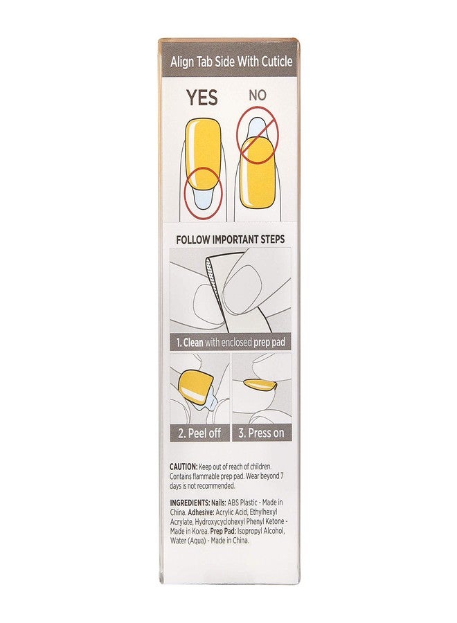 Impress KISS imPRESS No Glue Mani Press On Nails, Color, 'YOLO', Yellow, Short Size, Squoval Shape, Includes 30 Nails, Prep Pad, Instructions Sheet, 1 Manicure Stick, 1 Mini File - Image 2