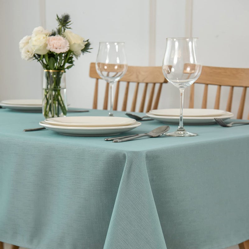 maxmill Square Tablecloth Water Resistance Antiwrinkle Linen Looking Texture Table Cloth  Decorative Fabric Table Cover for Banquet Parties Event Holiday Dinner  70 x 70 Inch  Slate Blue - Image 1