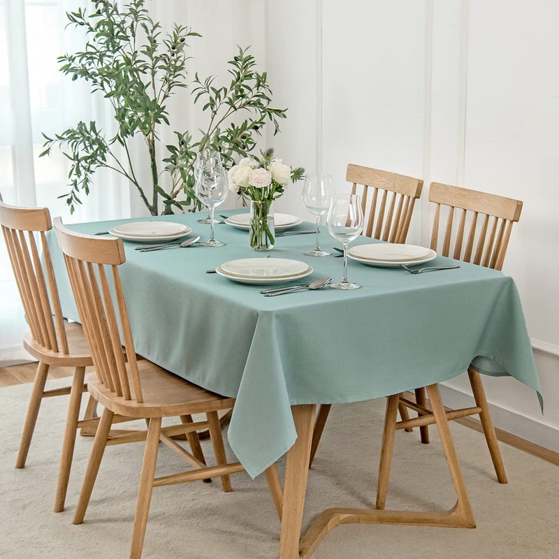 maxmill Square Tablecloth Water Resistance Antiwrinkle Linen Looking Texture Table Cloth  Decorative Fabric Table Cover for Banquet Parties Event Holiday Dinner  70 x 70 Inch  Slate Blue - Image 2