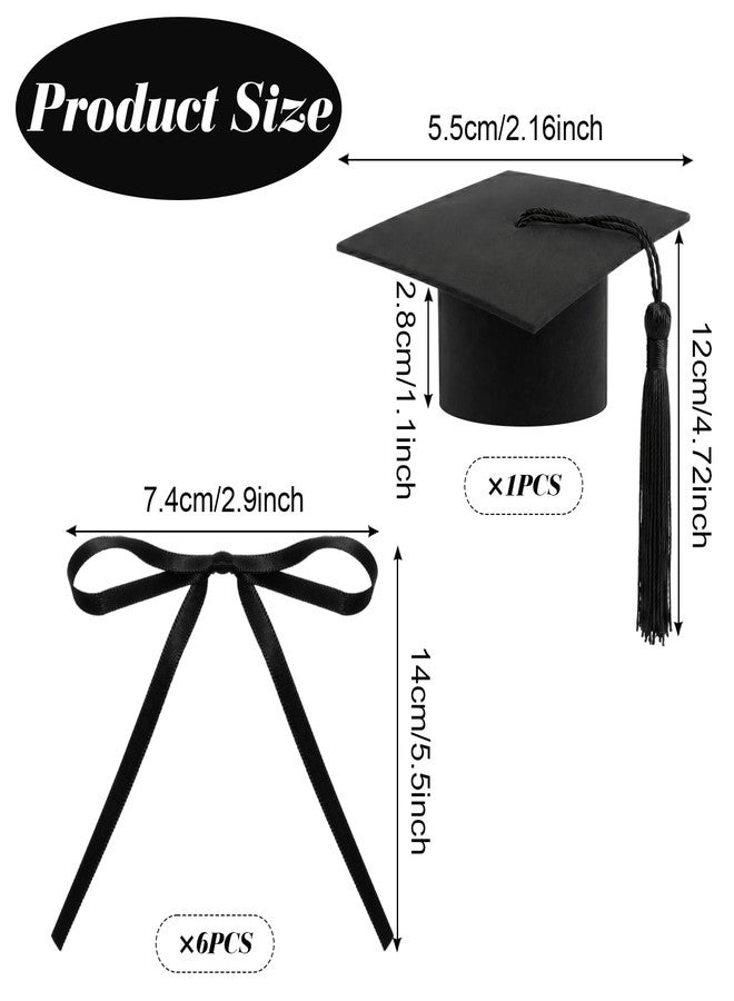 Hftjtsa Black Congrats Grad Cake Topper Graduation Cap Bow Design for Class Themed Party Decorations - Image 2