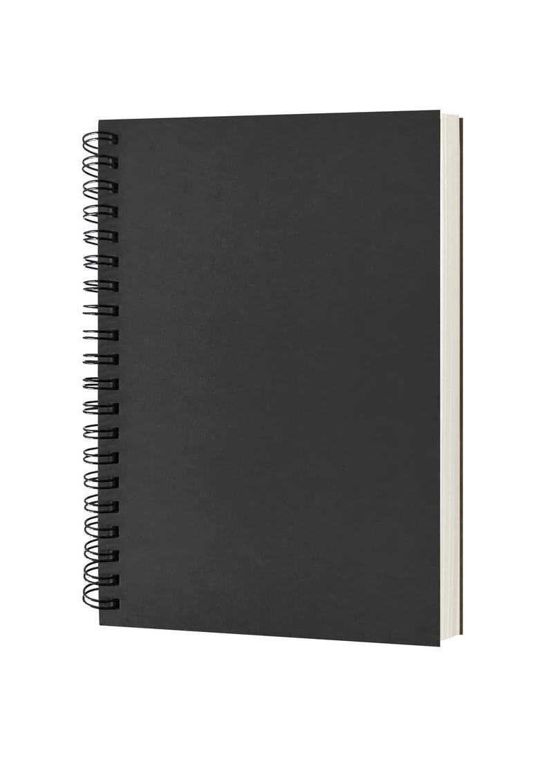 Generic 1 Piece Blank Spiral Notebook, Soft Cover, Sketch book, 100 s / 50 Sheets, 21.2*14.2cm (Black)  - Image 1