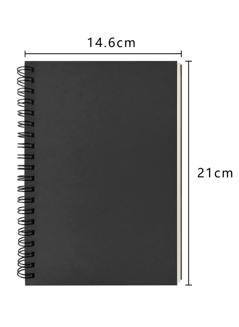 Generic 1 Piece Blank Spiral Notebook, Soft Cover, Sketch book, 100 s / 50 Sheets, 21.2*14.2cm (Black)  - Image 2