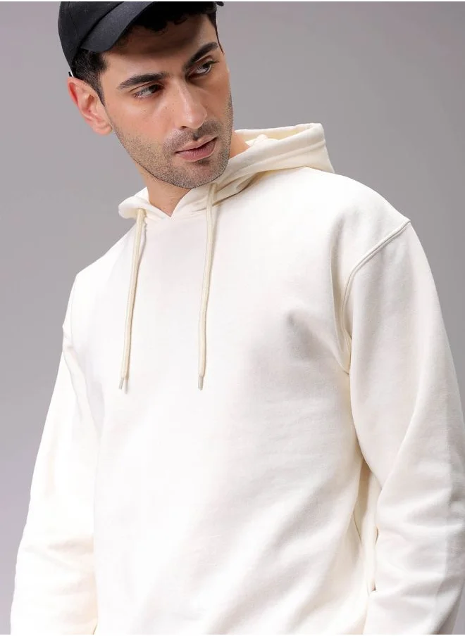 شركة المرآب الهندية Men Oversized Solid Overhead Hooded Sweatshirt