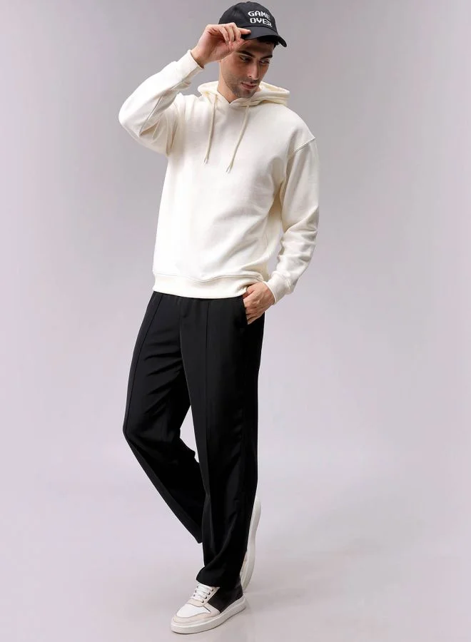 The Indian Garage Co Men Oversized Solid Overhead Hooded Sweatshirt