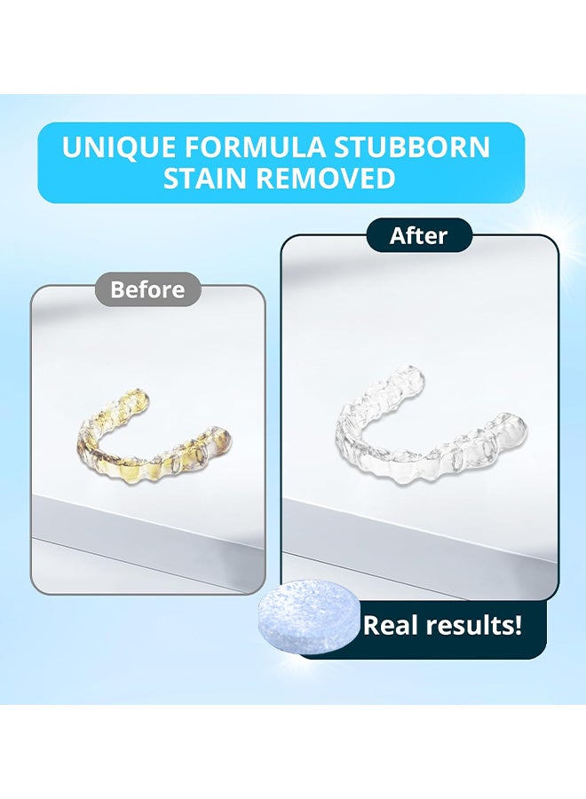 سواك 30 قرصا منظف أطقم الأسنان ، أقراص تنظيف أطقم الأسنان لطب الأسنان طوال الليل ، بدلة طازجة برايت وخالي من البقع ، قرص تنظيف التقويم اللثة درع واقي الفم منظفات أطقم الأسنان - Image 3