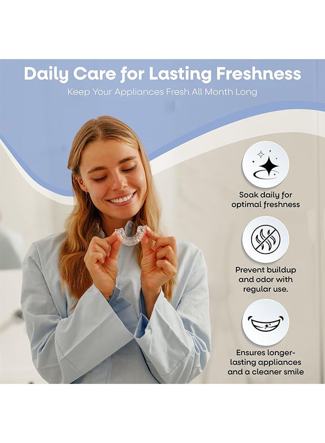 سواك 30 قرصا منظف أطقم الأسنان ، أقراص تنظيف أطقم الأسنان لطب الأسنان طوال الليل ، بدلة طازجة برايت وخالي من البقع ، قرص تنظيف التقويم اللثة درع واقي الفم منظفات أطقم الأسنان - Image 4