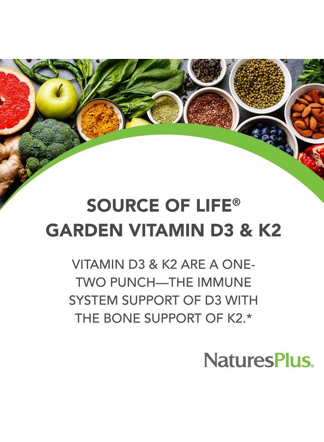 NaturesPlus Natures Plus Source of Life Garden Vitamin D3 & K2-60 Vegan Capsules - Promotes Bone Support, Immune Function, Cardiovascular Health & Mood Balance - Vegan, Gluten Free - 60 Servings - Image 2