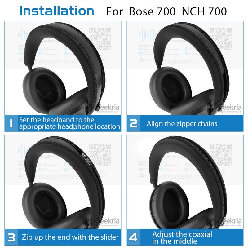 Geekria Geekria Flex Fabric Headband Cover Compatible with Bose Bose 700nc, nc700, 794297-0100 Noise Cancelling Headphones, Head Cushion Pad Protector, Replacement Repair Part, Sweat Cover (Black)  - Image 5